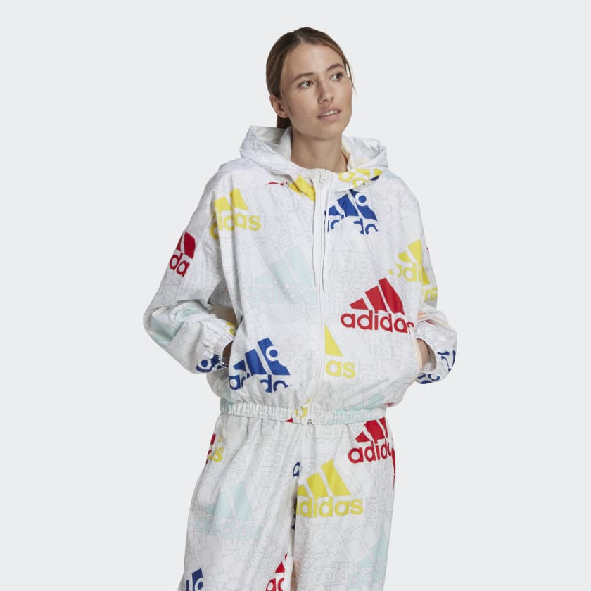 adidas Women's Essentials Multi-Colored Logo Loose Fit Windbreaker (White or Carbon) $26 + Free Shipping