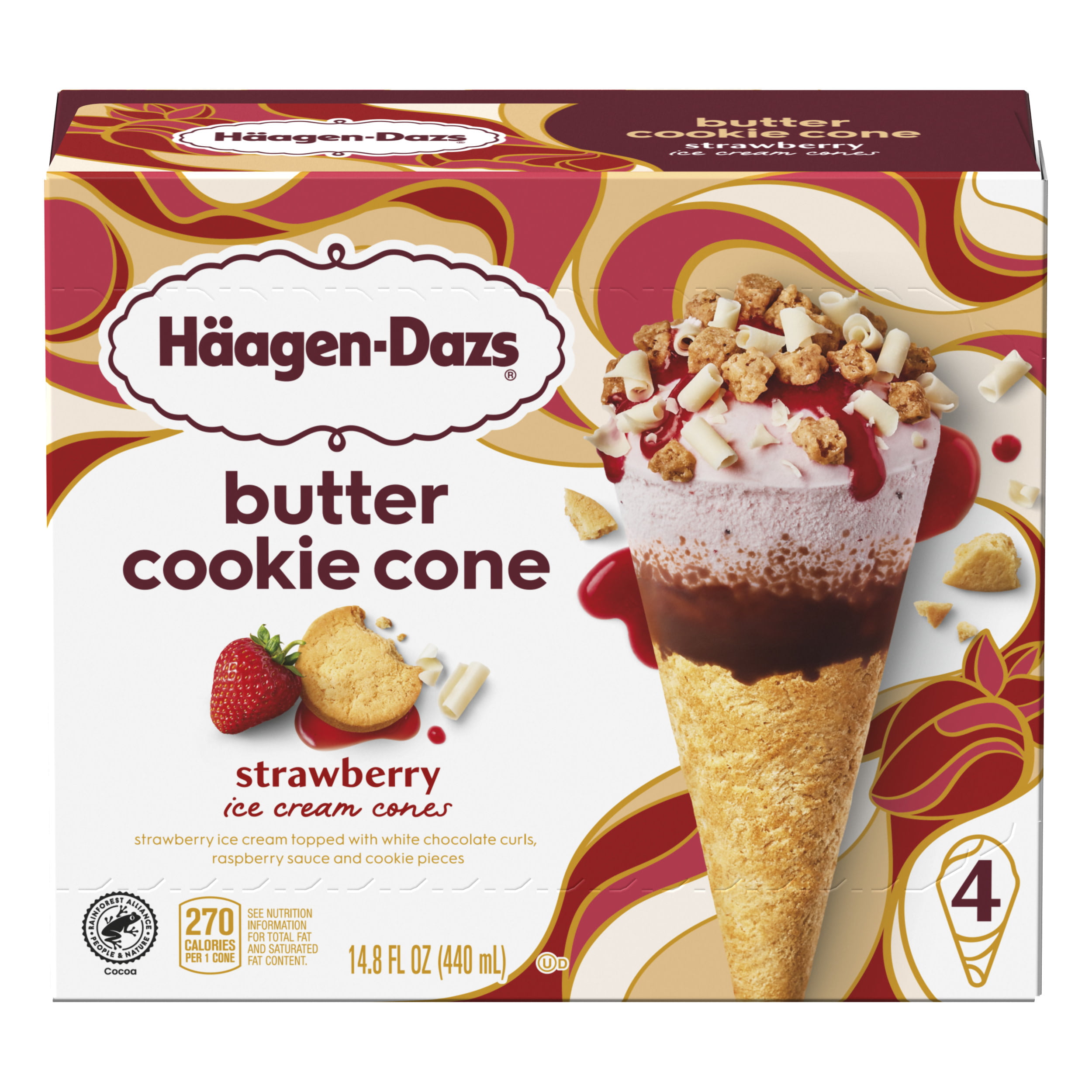 4-Count Haagen Dazs Ice Cream Butter Cookie Cone Dessert (Various) $4 + Free Shipping w/ Walmart+ or on $35+ (YMMV)