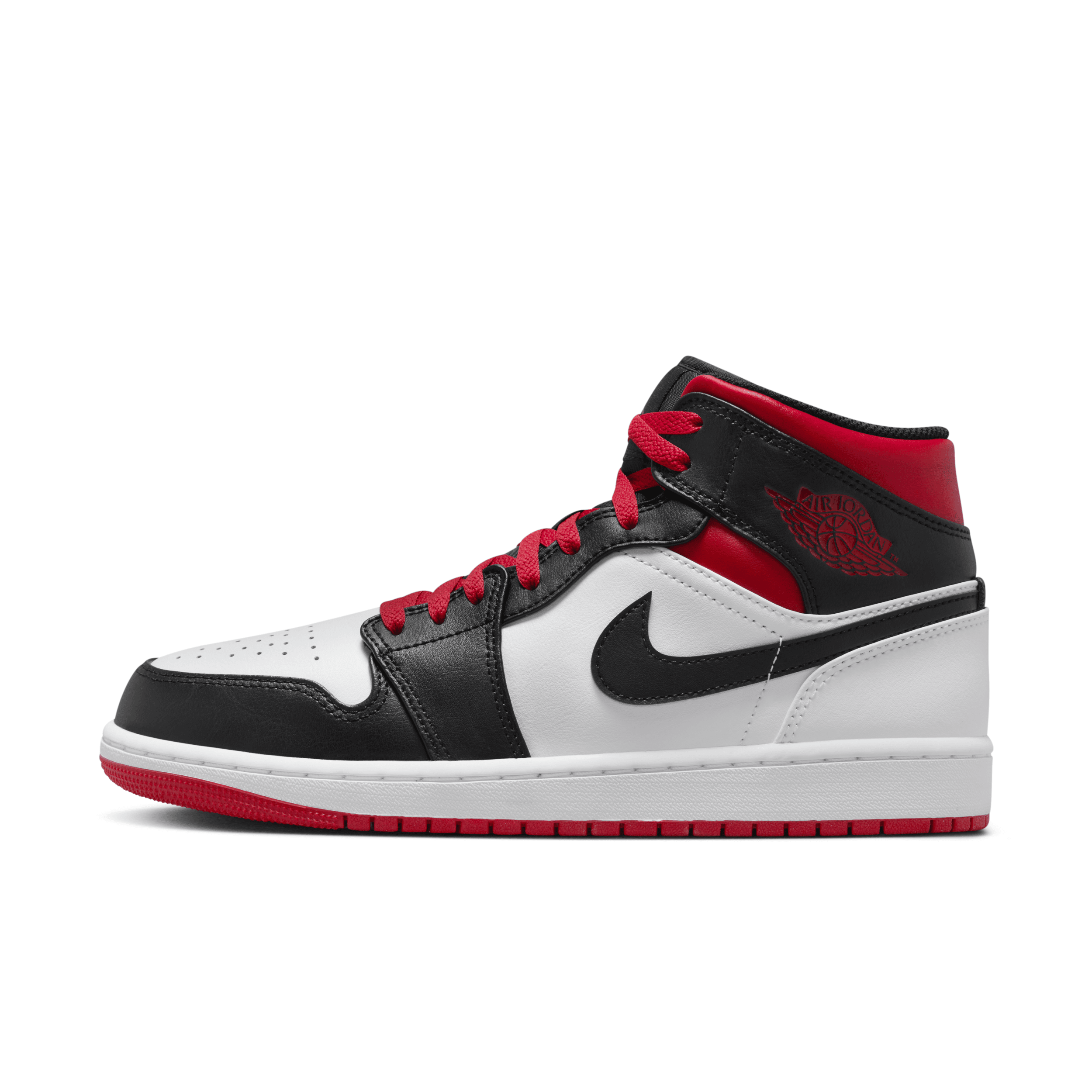 Air Jordan 1 Mid Men's Shoes (White/Black/Red)