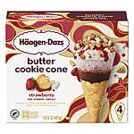 4-Count Haagen Dazs Ice Cream Butter Cookie Cone Dessert (Various) $4 + Free Shipping w/ Walmart+ or on $35+ (YMMV)