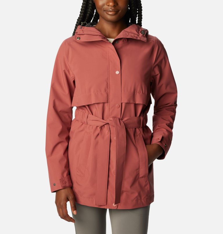 Columbia Women's Long Valley Rain Trench Jacket (Beetroot or Peach) 52