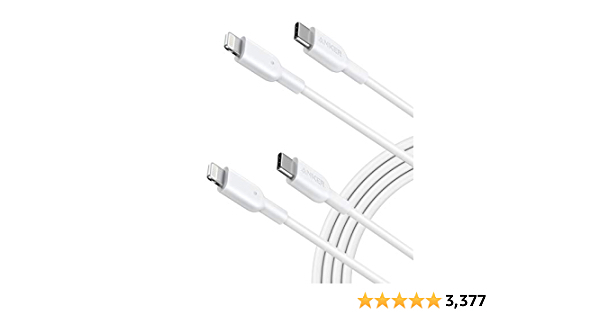 Anker USB C to Lightning Cable [6ft, 2-Pack MFi Certified] Powerline II for iPhone 13 13 Pro 12 11 X XS XR 8 Plus AirPods Pro, Supports Power Delivery (White) - $20