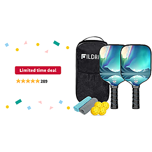 Limited-time deal: FILDREE Pickleball Paddles, USAPA Approved Pickleball Paddles Set of 2, Fiberglass Surface Pickleball Set, 1 Pickleball Bag, 2 Cooling Towels&4 Pickleb - $  14.99