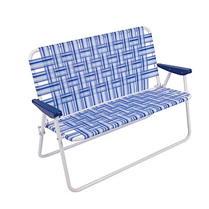 Camp & Go Love Seat Folding Lawn Chair (4' x 2' x 3', Blue Web) $40 + Free S&H