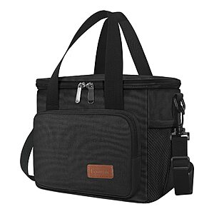 Reusable Insulated Lunch Box w/ Shoulder Strap (black)