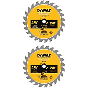 2-Pk DeWALT ATOMIC 4-1/2" 24-Tooth Circular Saw Blades $12.25 + Free S&H