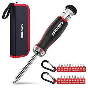 27-in-1 Arrow Ratcheting Multi-Bit Screwdriver Set w/ Zipper Pouch