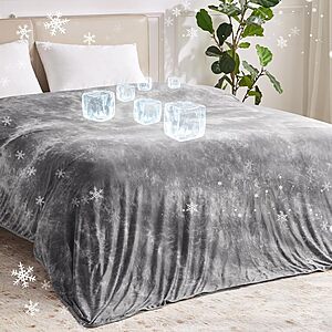 60" x 90" Guohaoi Dual-Sided Arc-Chill Cooling Blanket (Grey Watercolor)