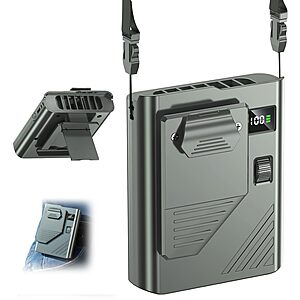 Eastfox Wearable Waist & Neck Clip-On Fan (Green or Black)