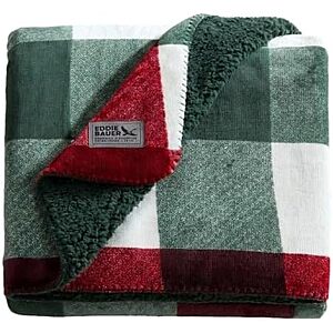 50" x 70" Eddie Bauer Reversible Plaid Throw Blanket (Plaid Green)