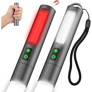 2-Pk 1500 lm Spriak Rechargeable LED Pocket Flashlight w/ Magnetic Base & Side COB