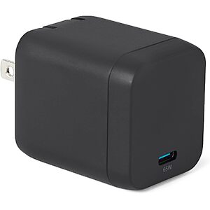 1-Port Amazon Basics 65W USB-C GaN Wall Charger w/ Foldable Plug