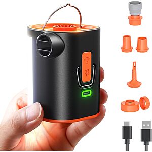 3600mAh Joyroom Portable Electric Air Pump w/ Camping Light (Vivid Orange)