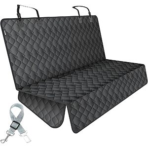 Lassie Waterproof Car Back Seat Cover for Dogs w/ Mesh Window & Seat Belt