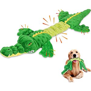 17" Letsmeet Large Plush Alligator Squeaky Dog Toy