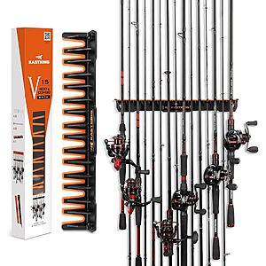 15-Rod Kastking V15 Wall Mount Vertical Fishing Rod Holder Rack