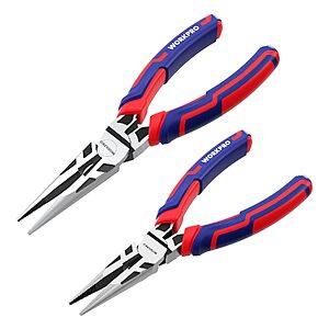 2-Pc Workpro Needle Nose Pliers Set w/ Wire Cutter (6" & 8")