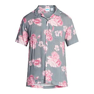 Disney Men's Mickey Mouse Graphic Button-Up Shirt (Charcoal)