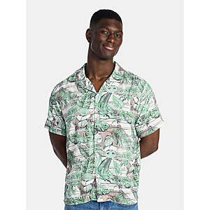 Star Wars The Mandalorian Men's Graphic Button-Up Shirt