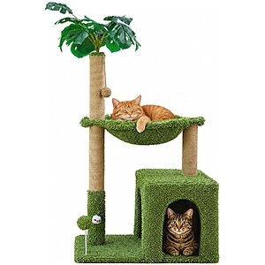 48" Woochpet Tropical Cat Tree Tower w/ Hammock & Condo (Green)