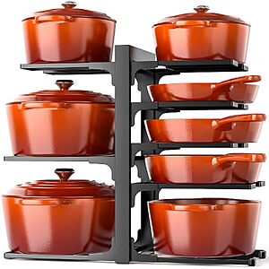 15.9" 8-Tier Mudeela Under-Cabinet Pots & Pans Organizer Rack (Black)