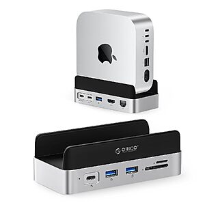 ORICO 10-in-1 Mac mini Vertical Dock Stand w/ M.2 SSD Slot, 4K HDMI & 10Gbps USB