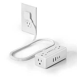 1050J SUPERDANNY 8-in-1 Surge Protector Power Strip w/ 3' Flat Cord