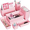 Prime Members: 25-Piece BiuLeon Plastic Drawer Vanity Bathroom Desk Organizer Set (Pink) $11.99 + Free Shipping