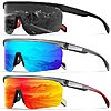 KALIYADI Men's UV400 Polarized Sports Sunglasses (3-Pack)