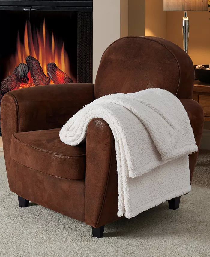 50" x 60" Fireside Solid Sherpa Throw Blanket 8 + Free Store Pickup at Macy's or Free Shipping