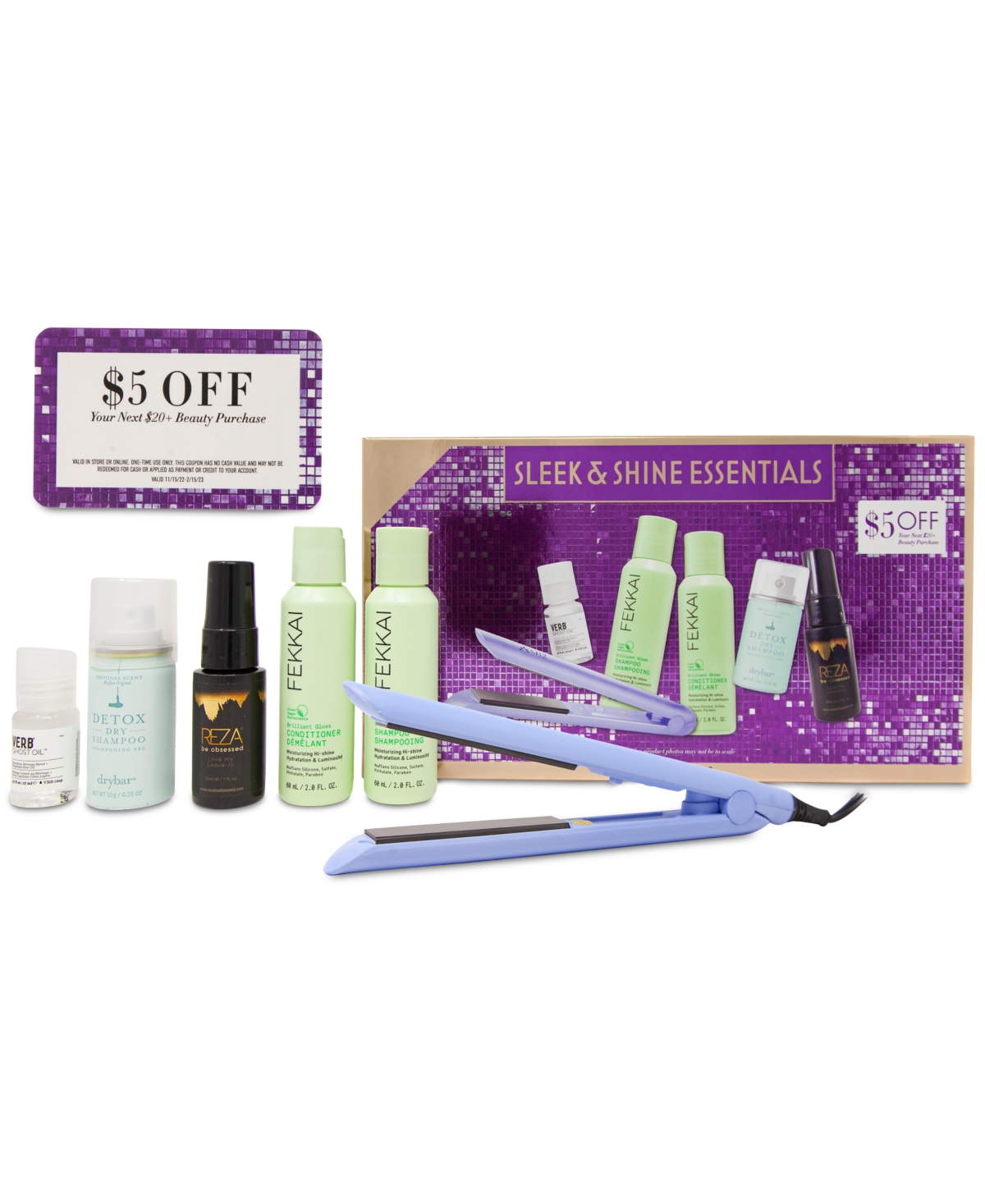 6-Pc Sleek & Shine Essentials Travel Size Hair Straightener & Hair Product Set $17.80 + Free Store Pickup at Macy's or Free Shipping on $25+