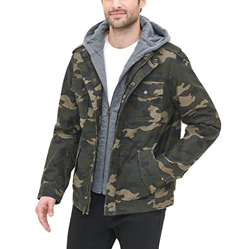 Levi's Men's Washed Cotton Sherpa-Lined Hooded Military Jacket (Camouflage)  $ + Free Shipping