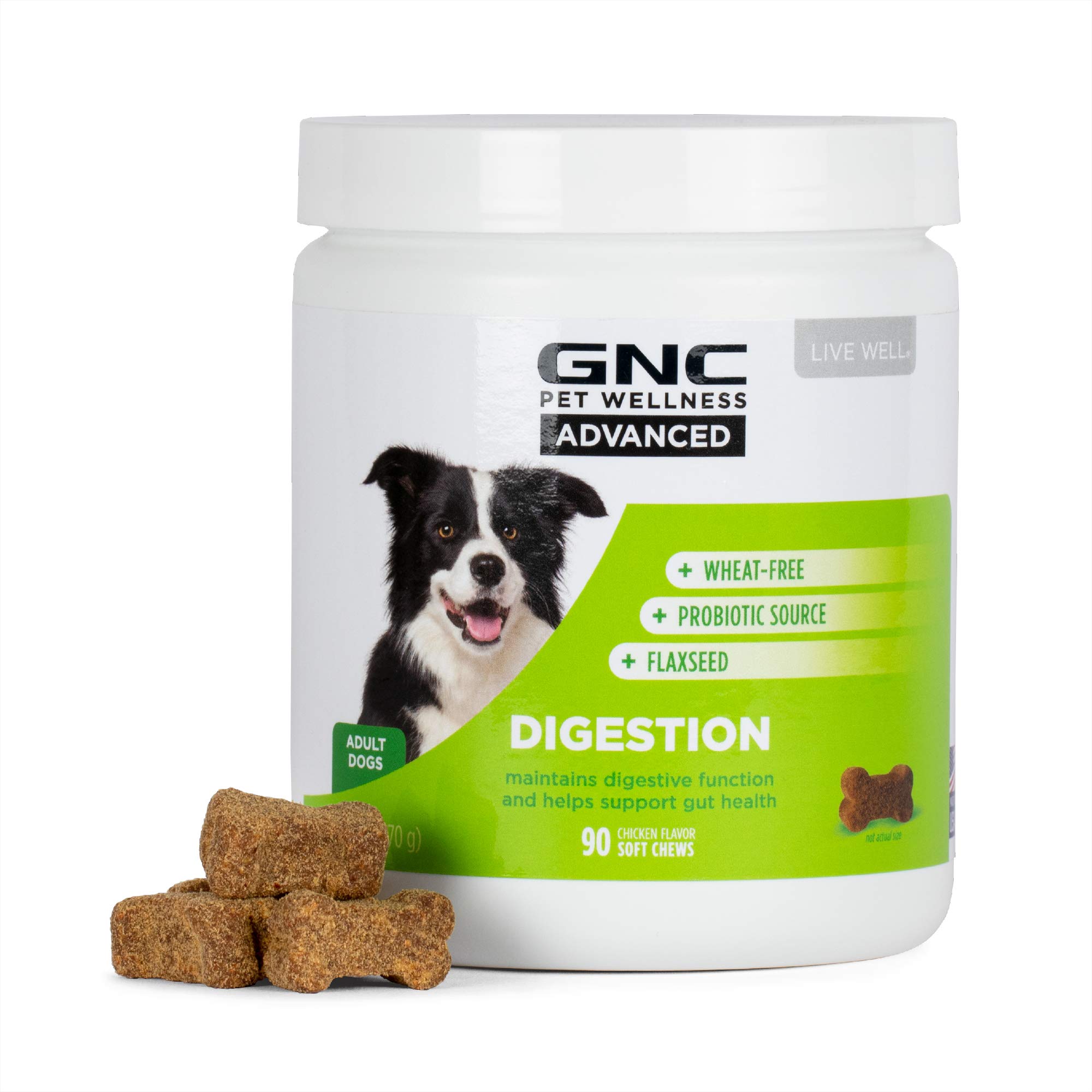 90-Ct GNC Pet Wellness Advanced Dog Soft Chew Digestive Supplements w/ Flaxseed & Probiotics (Chicken) $12.80 w/ S&S + Free Shipping w/ Prime or on $25+