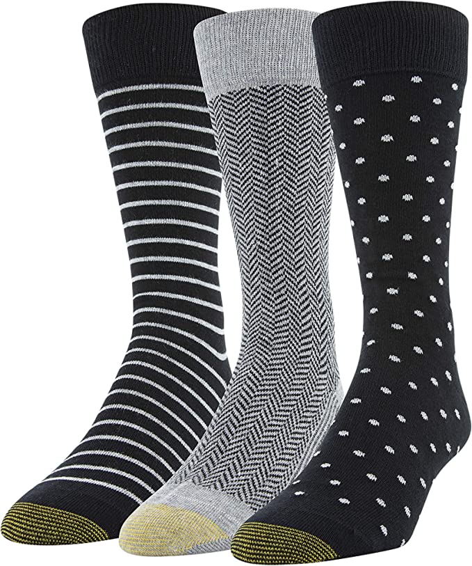 3-Pair Gold Toe Men's Timeless Classics Crew Socks (Black/Grey, Size Large) $8.50 ($2.85/pair) + Free Shipping w/ Prime or on $25+
