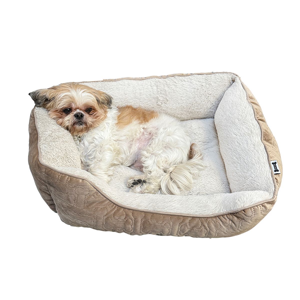 24" x 19" Woof Embroidered Cuddler Dog or Cat Bed (Tan, Size Medium) 12 + Free Shipping