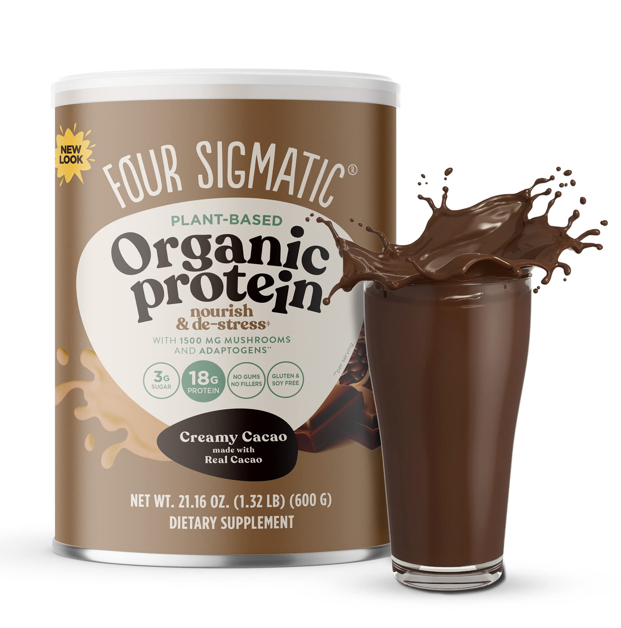 21.16-Oz Four Sigmatic Organic Plant-Based Protein Powder for Brain Function & Immune Support (Creamy Cacao) $21.41 w/ S&S + Free Shipping w/ Prime or on $25+