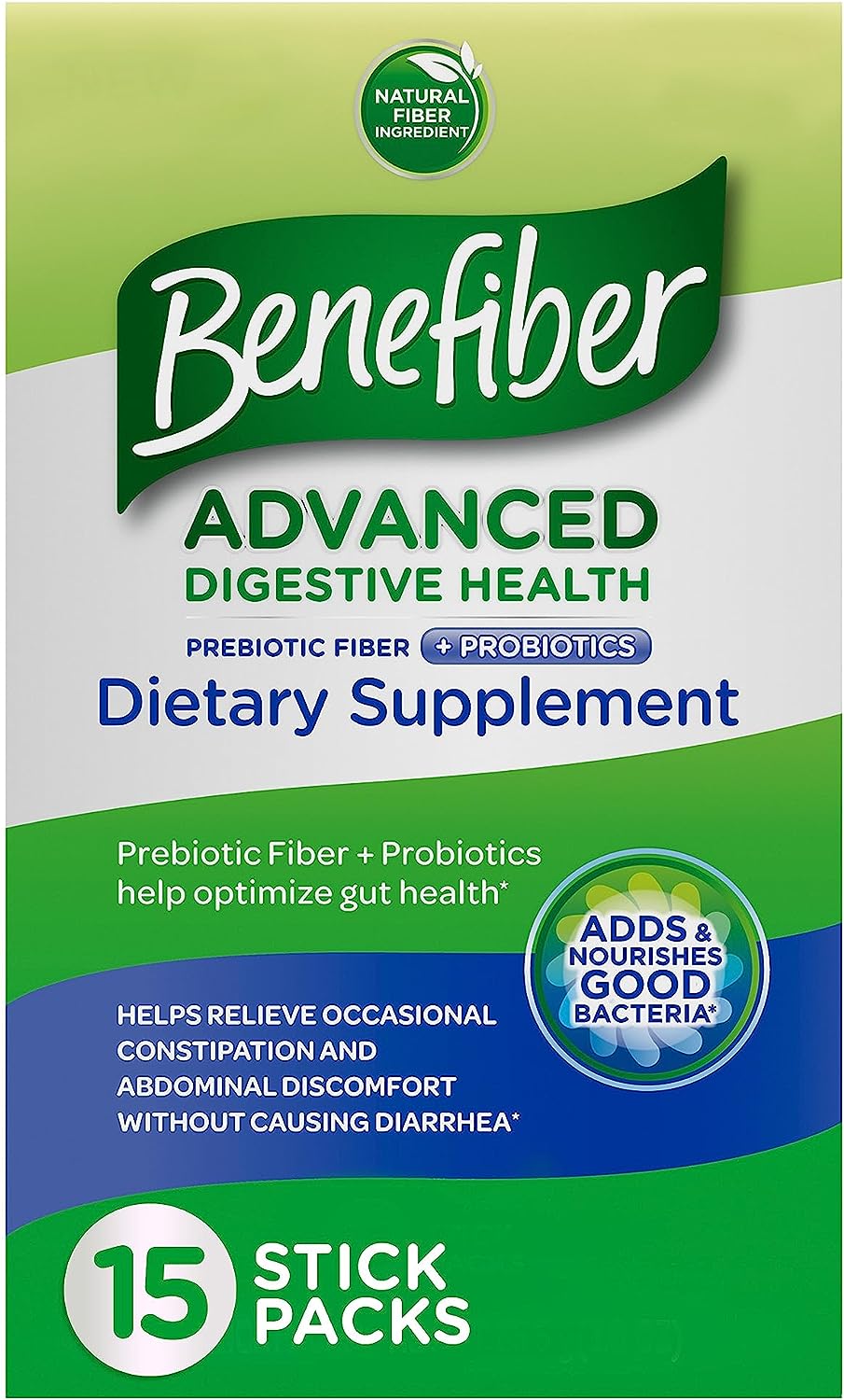 15-Count Benefiber Advanced Digestive Health Prebiotic Fiber & Probiotic Supplement Powder Sticks $5 ($0.33 each) + Free Shipping w/ Prime or on $35+