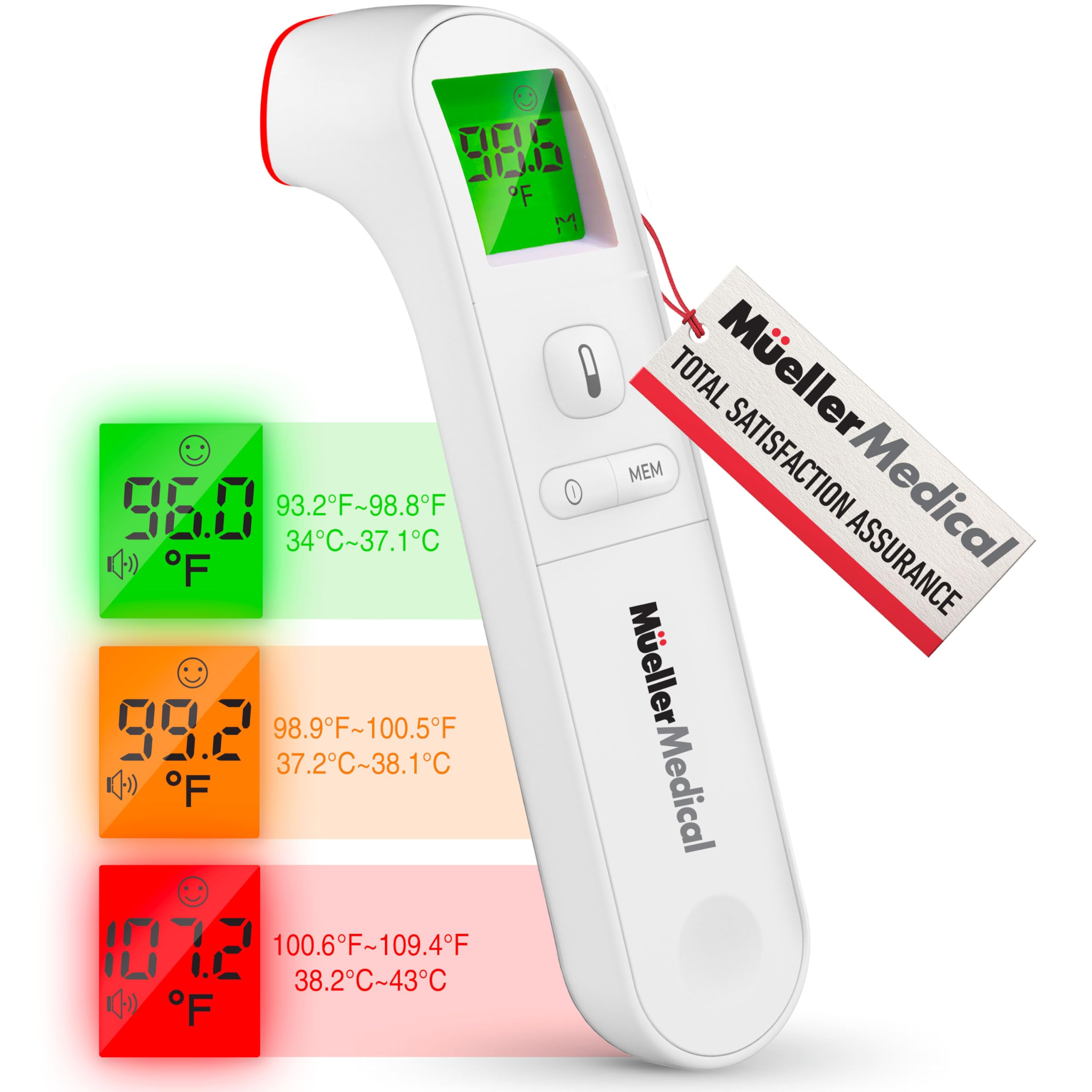 Prime Members: Mueller Non-Contact Infrared Body & Surface Thermometer (White) $9 + Free Shipping