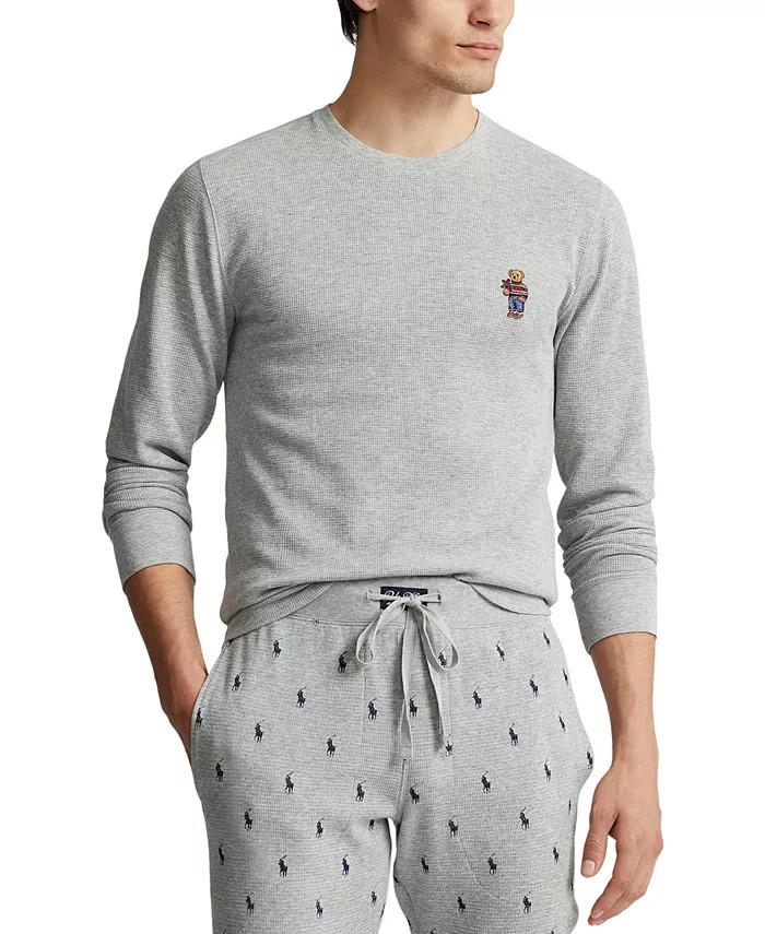 Polo Ralph Lauren Men s Bear Waffle Knit Thermal Sleep Shirt (3 Colors