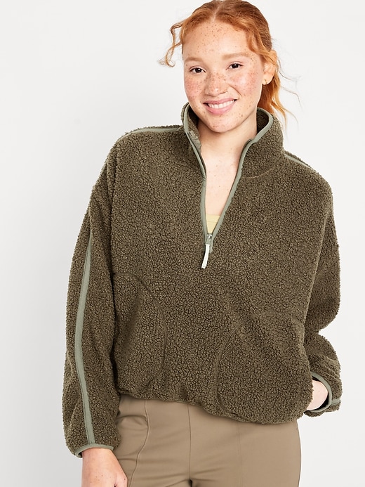 Old Navy Women's Cropped Sherpa 1/4-Zip Pullover (Heritage Green) $12.97 + Free Shipping on $50+