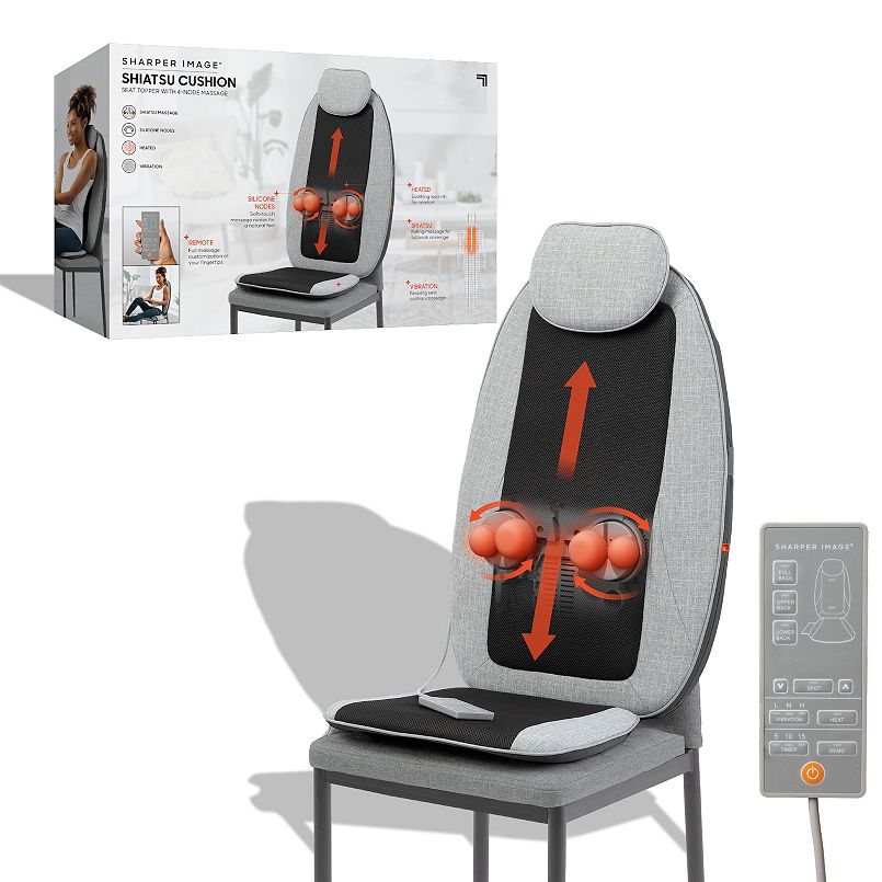 Sharper Image 4-Node Shiatsu Massager Seat Topper Cushion w/ Heat & Vibration $45 + Free Shipping on $49+