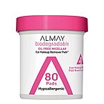 80-Ct Almay Biodegradable Oil-Free Micellar Hypoallergenic Makeup Remover Cleansing Pads (Fragrance Free) $4.75 w/ S&amp;S + Free Shipping w/ Prime or on $25+