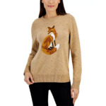 Karen Scott Women's Fox-Graphic Scoop-Neck Sweater (2 Colors) $13 + Free Store Pickup at Macy's or Free Shipping on $25+