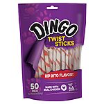 50-Count Dingo Twist Rawhide Dog Chew Sticks (Real Chicken) $3.80