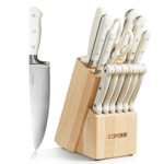 14-Piece Carote Stainless Steel Knife Set w/ Wooden Block (Pearl White) $40 + Free Shipping