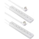 2-Pack Amazon Basics 6-Outlet Rectangle Surge Protector Power Strip (2-ft, White) $6.55 ($3.27 each) + Free Shipping w/ Prime or on $35+