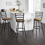 3-Count Mainstays Indoor Adjustable Ladder Back Swivel Barstool (Tan or Espresso) $48 ($16 each) + Free Shipping