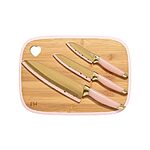7-Piece Paris Hilton Reversible Bamboo Cutting Board &amp; Cutlery Set w/ Stainless Steel Knives (Gold/Pink) $9.99 + Free Shipping w/ Prime