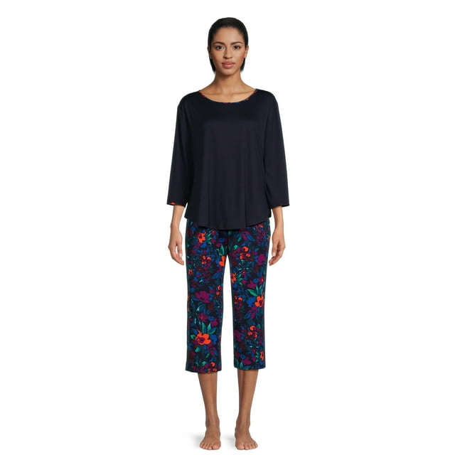 2-Piece The Pioneer Woman 3/4-Sleeve Solid Top & Print Crop Pants Pajama Set (2 Colors) $10 + Free Shipping w/ Walmart+ or on $35+