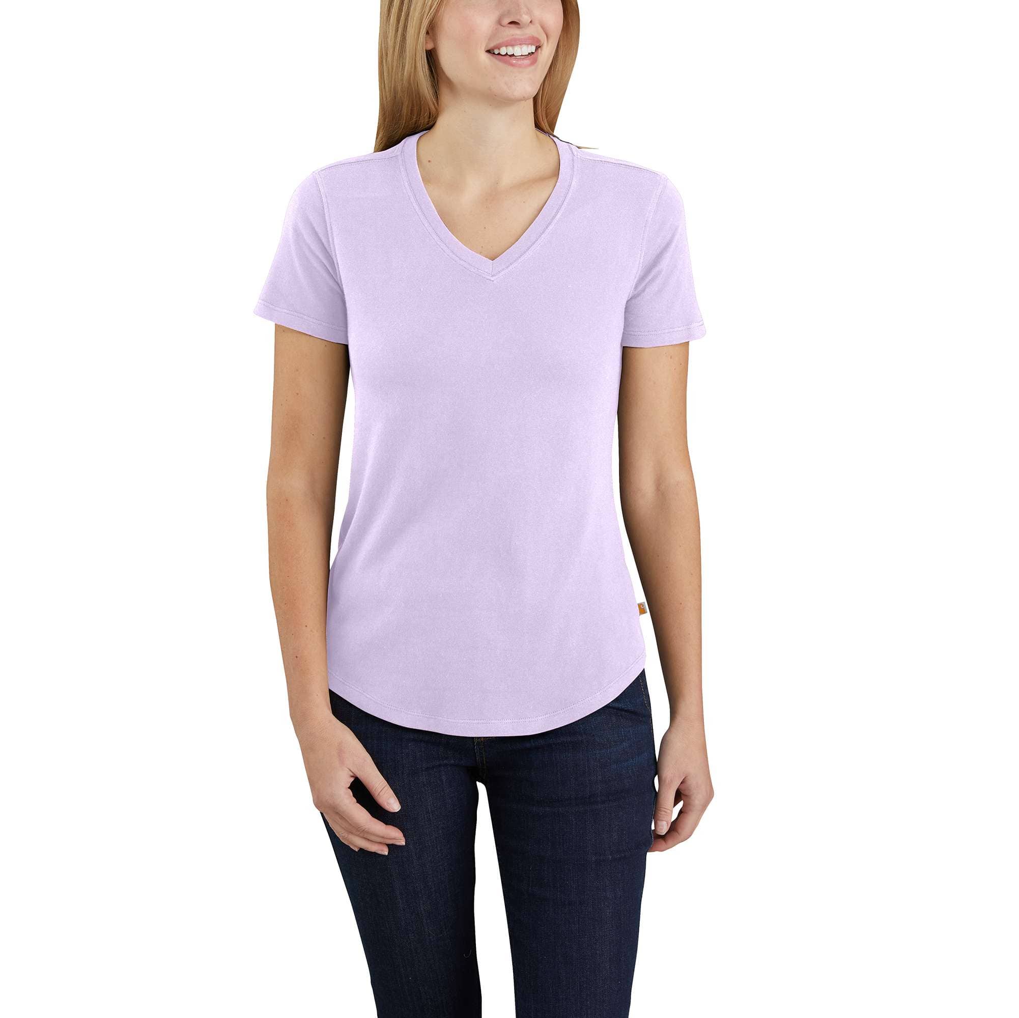 Carhartt Women's Relaxed Fit Midweight Short Sleeve V-Neck Tee (Amethyst Fog) $8 + Free Shipping